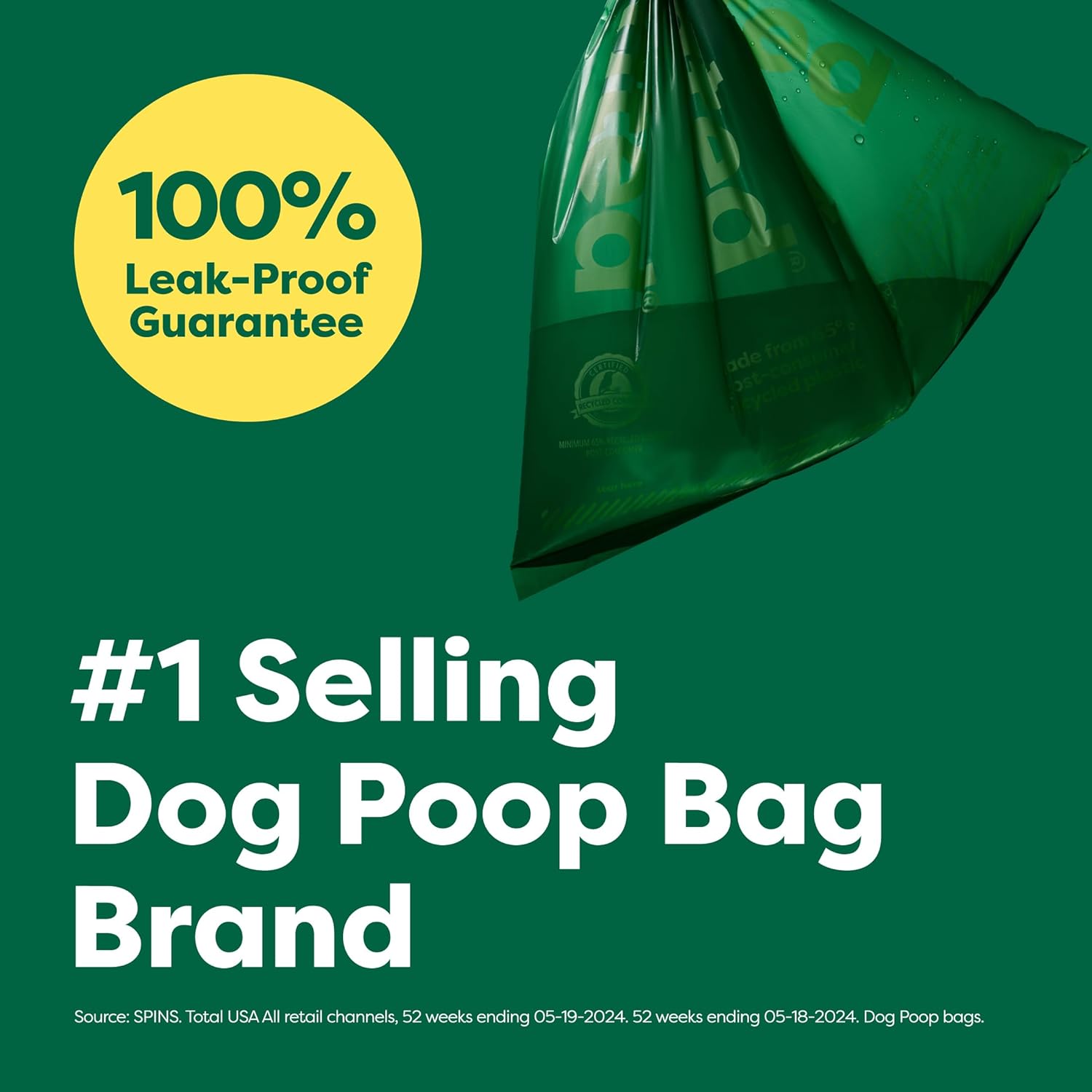 Earth Rated Dog Poo Bags, Guaranteed Leak Proof and Extra Thick Waste Bag Single Refill Rolls For Dogs, Unscented, 315 Count-1