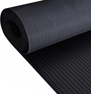 Rubber Floor Matting Roll Wide Ribbed Pattern - 3m x 2m x 3mm - Shed Garage Workshop Van Flooring Mat