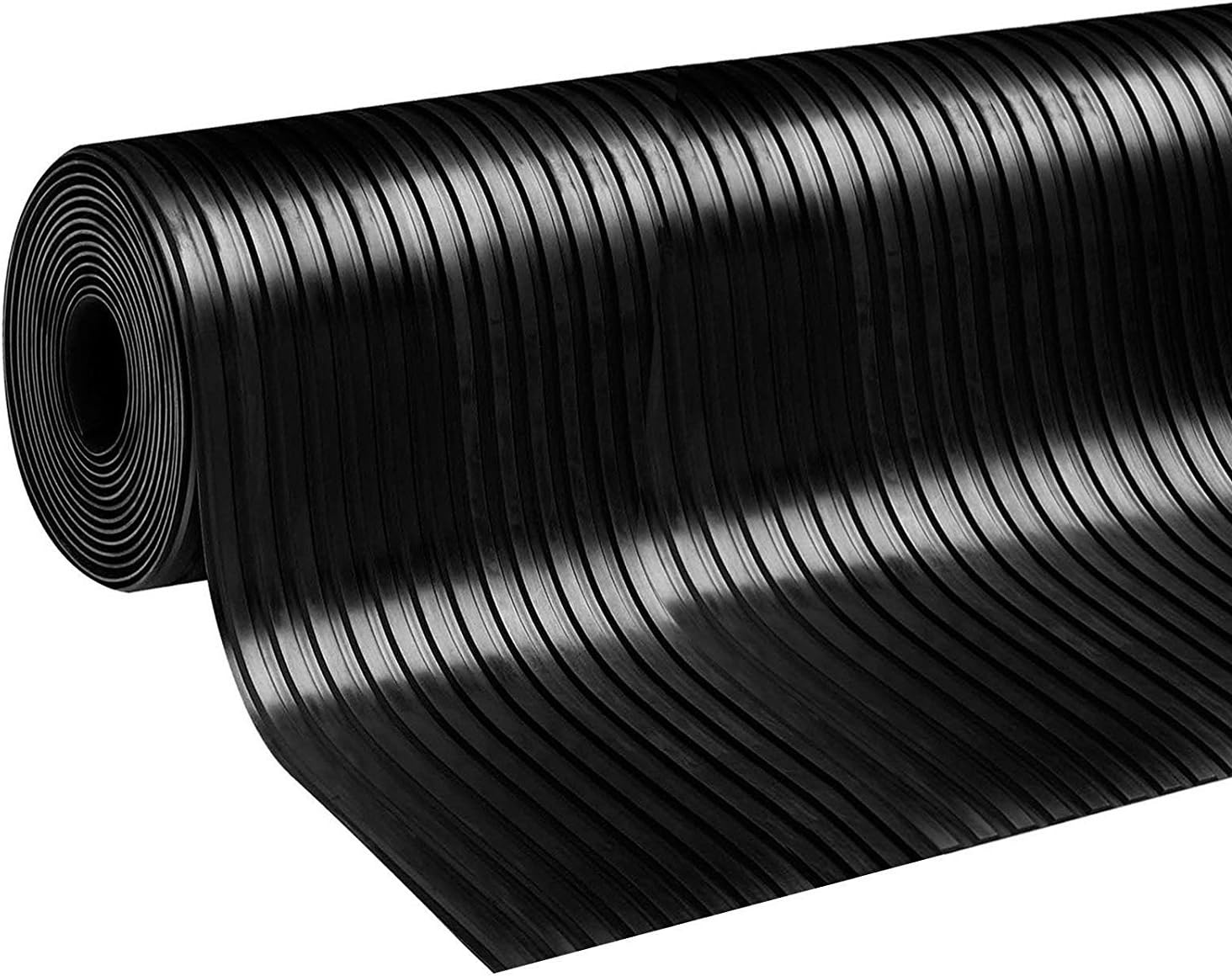 Rubber Floor Matting Roll Wide Ribbed Pattern - 3m x 2m x 3mm - Shed Garage Workshop Van Flooring Mat-1