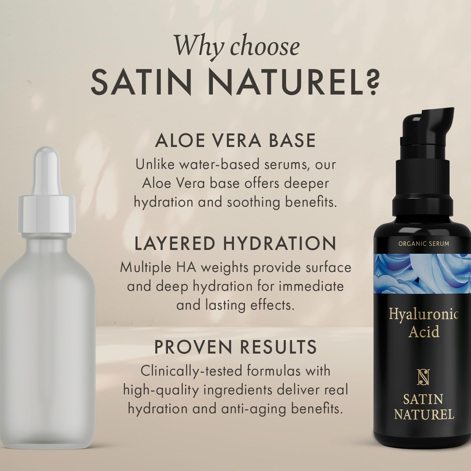 Hyaluronic Acid Serum for Face 50ml, Face Serum Skincare for a Rejuvenated Skin - Collagen Serum for Face with Organic Aloe Vera for Sensitive Skin - Vegan Skin Care by Satin Naturel-4