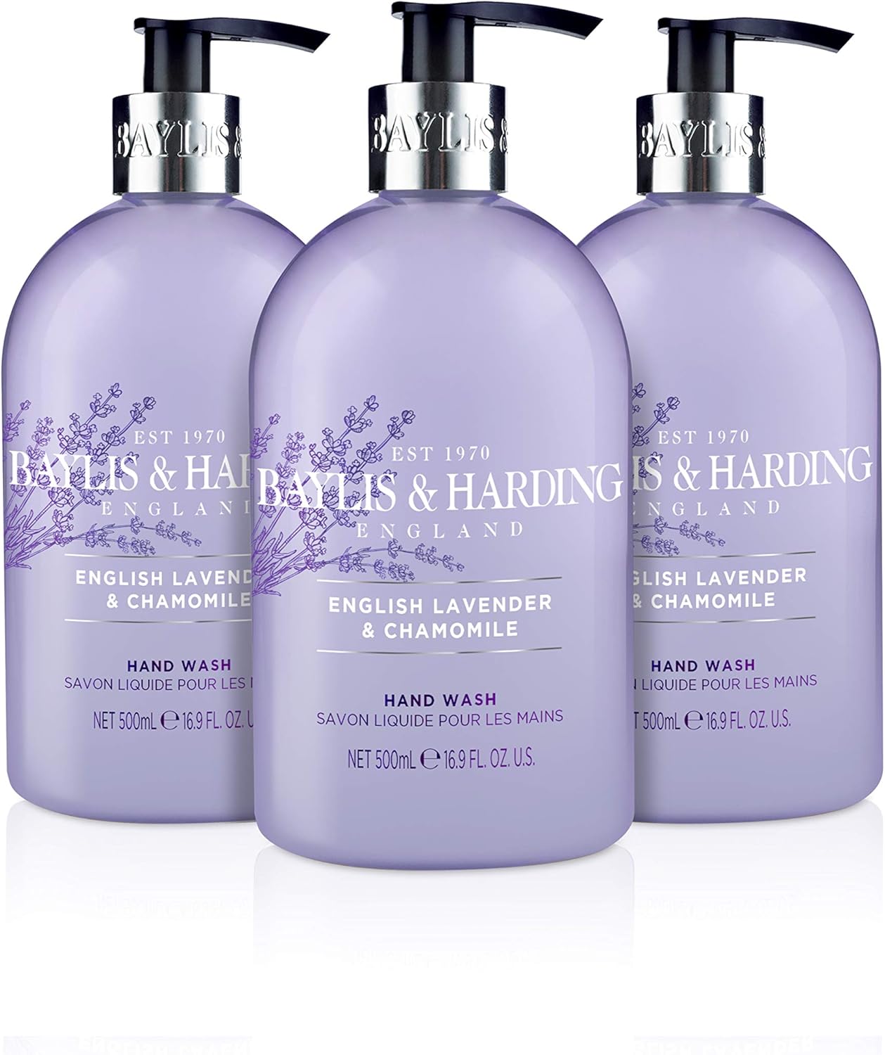 Baylis & Harding English Lavender and Chamomile Hand Wash, 500 ml (Pack of 3) - Vegan Friendly-0