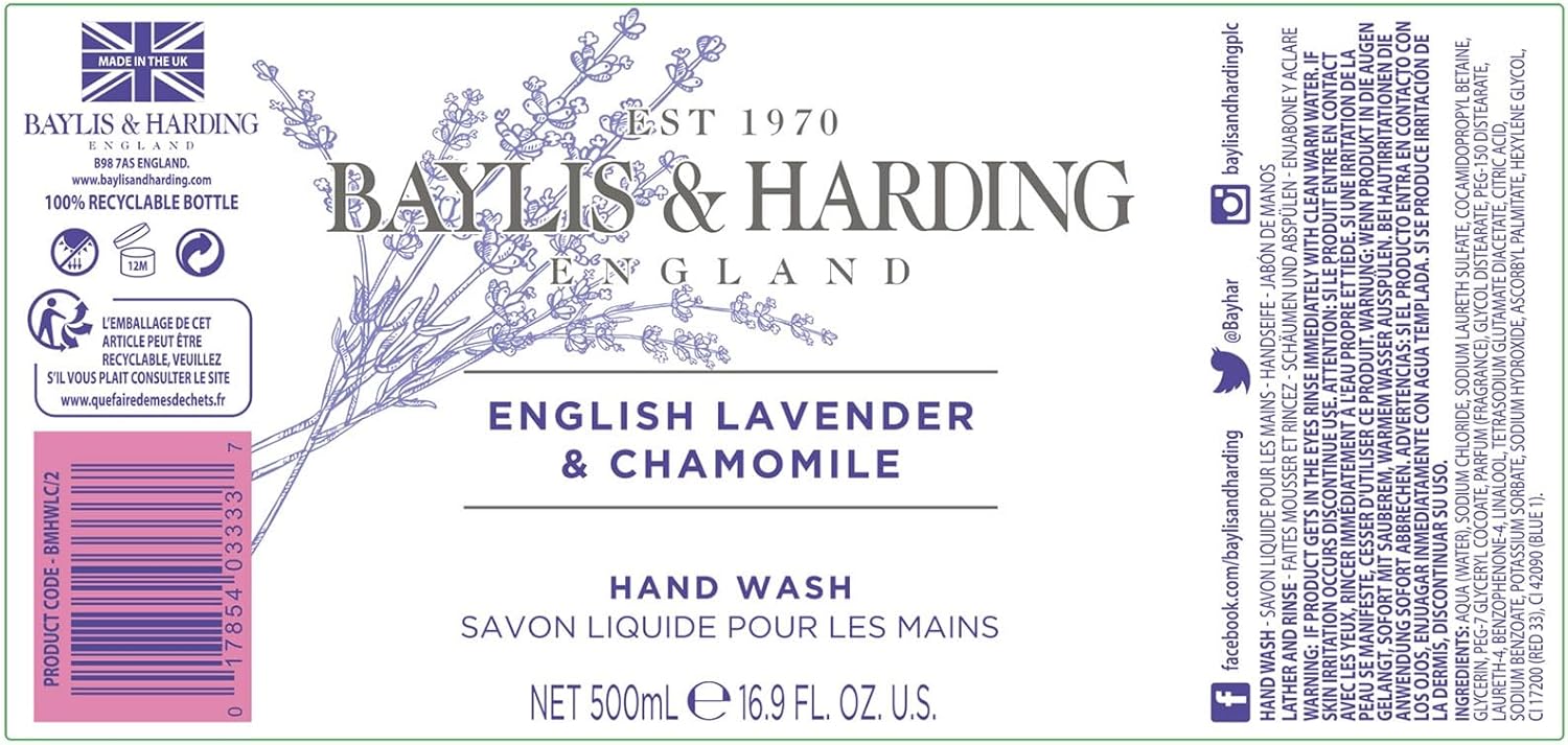 Baylis & Harding English Lavender and Chamomile Hand Wash, 500 ml (Pack of 3) - Vegan Friendly-5