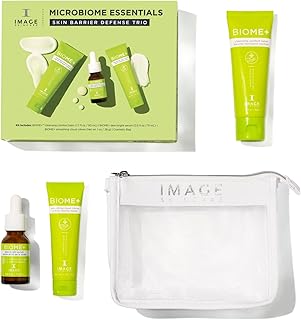 Image Skincare BIOME+ Microbiome Essentials Skin Barrier Defense Trio, 3 Step Travel Regimen with Facial Cleansing Balm, Dew Serum and Smoothing Cream