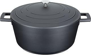 MasterClass Casserole Dish with Lid, Large 5L/28 cm, Lightweight Cast Aluminium, Induction Hob and Oven Safe, Black