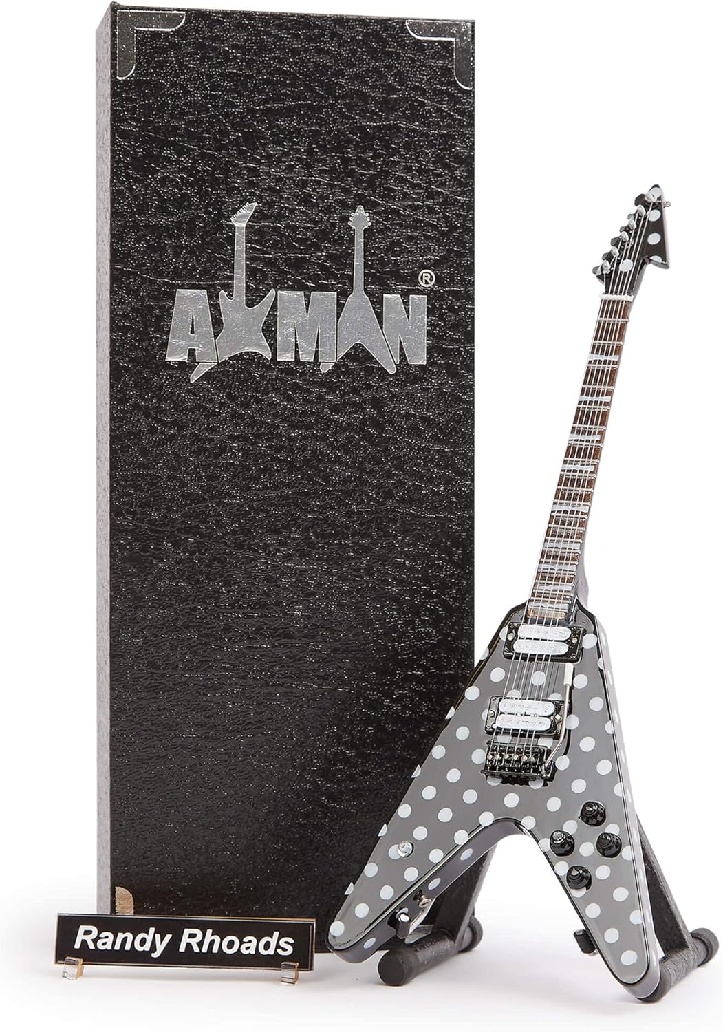 Axman Randy Rhoads (Quiet Riot) Miniature Guitar Replica - Music Gifts - Handmade Ornamental 1/4 Scale - Includes a Display Box, Name Tag and Miniature Guitar Stand-0