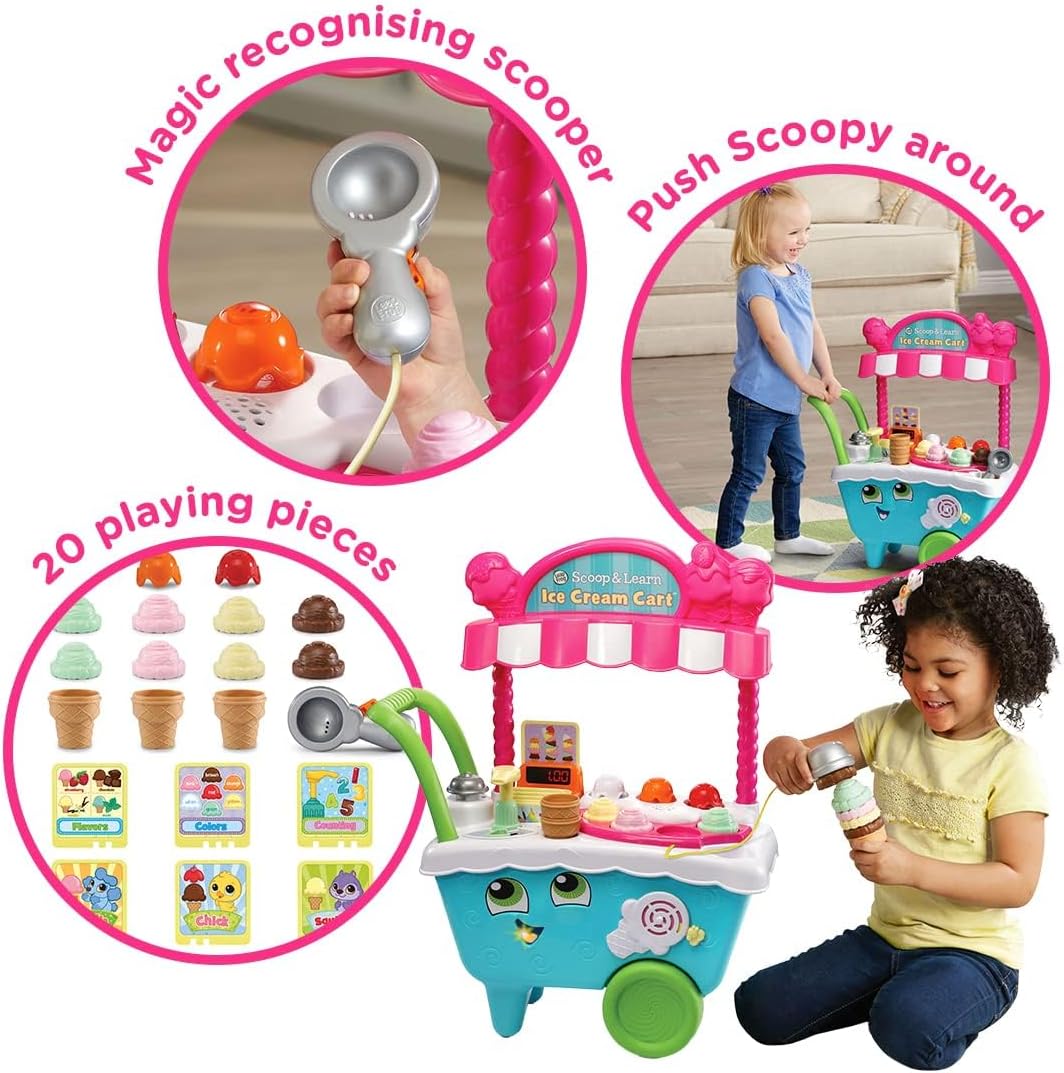 VTech LeapFrog 600703 Scoop & Learn Pretend Toddler Toy for Role Play Food and Magic Ice Cream Scooper Scoop/Learn Cart Set, Various,Blue,21.7 x 51.6 x 63.2 cm-1