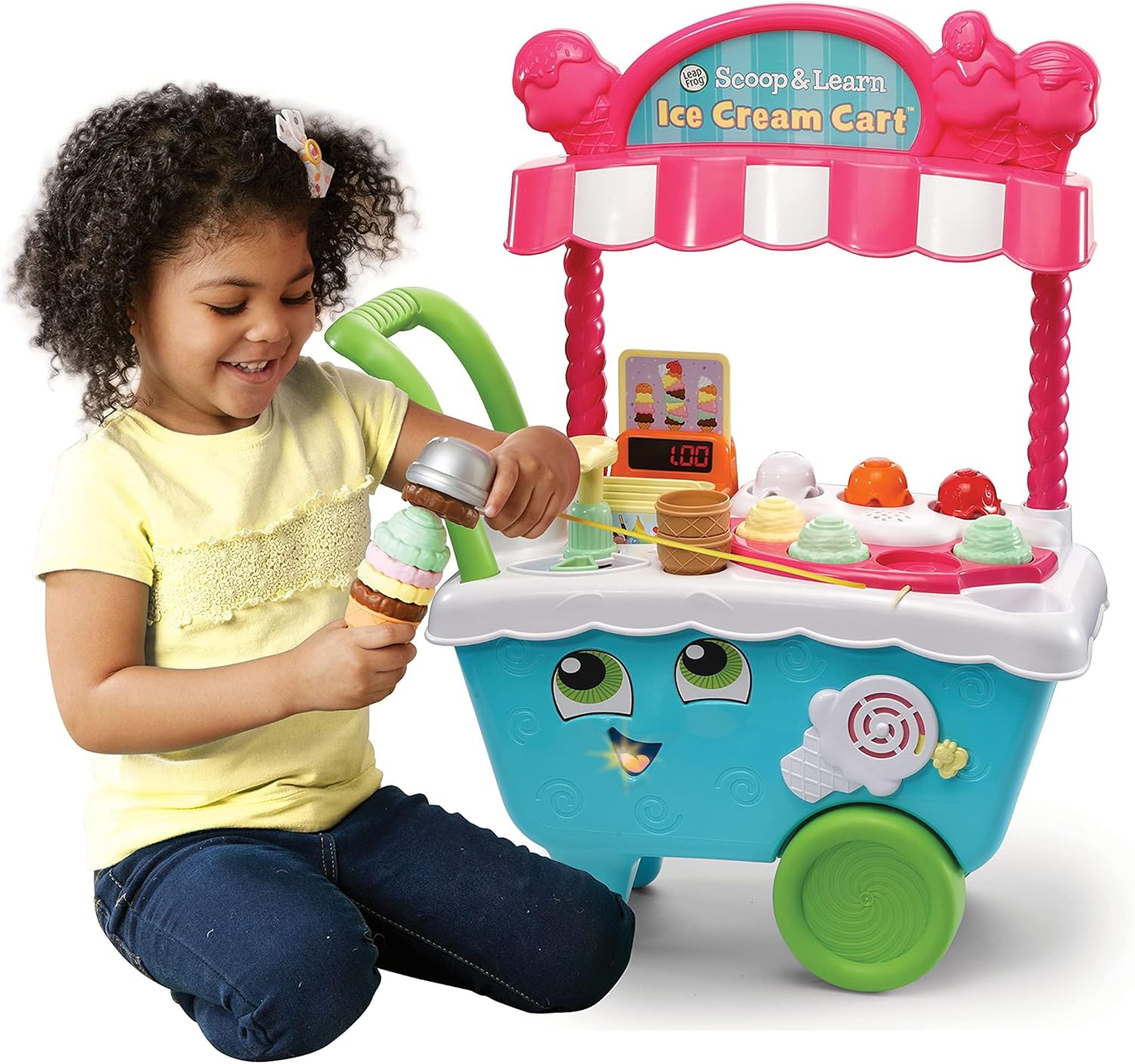 VTech LeapFrog 600703 Scoop & Learn Pretend Toddler Toy for Role Play Food and Magic Ice Cream Scooper Scoop/Learn Cart Set, Various,Blue,21.7 x 51.6 x 63.2 cm-3