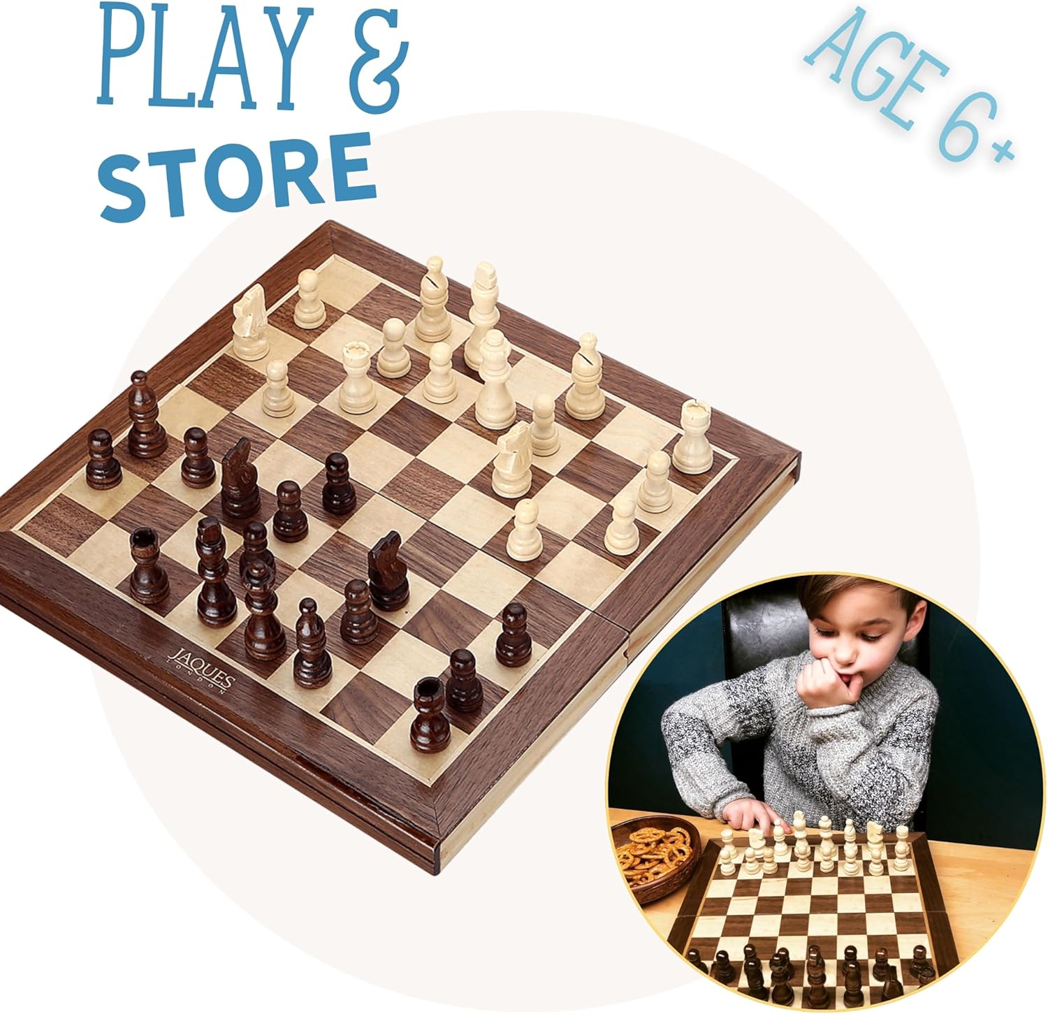 Jaques of London Wooden Chess Set | Folding Chess Board & Pieces | Chess Set for Adults | Luxury Traditional Games for Adults and Kids | Since 1795-1