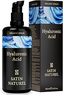 Hyaluronic Acid Serum for Face 100ml, Face Serum Skincare for a Rejuvenated Skin - Collagen Serum for Face with Organic Aloe Vera for Sensitive Skin - Vegan Skin Care by Satin Naturel