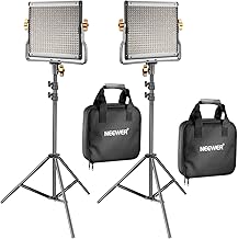 NEEWER 2 Pack Dimmable Bi-color 480 LED Video Light and Stand Lighting Kit Includes: 3200-5600K CRI 96+ LED Panel with U Bracket, 74.8 inches Light Stand for YouTube Studio Photography Video Shooting