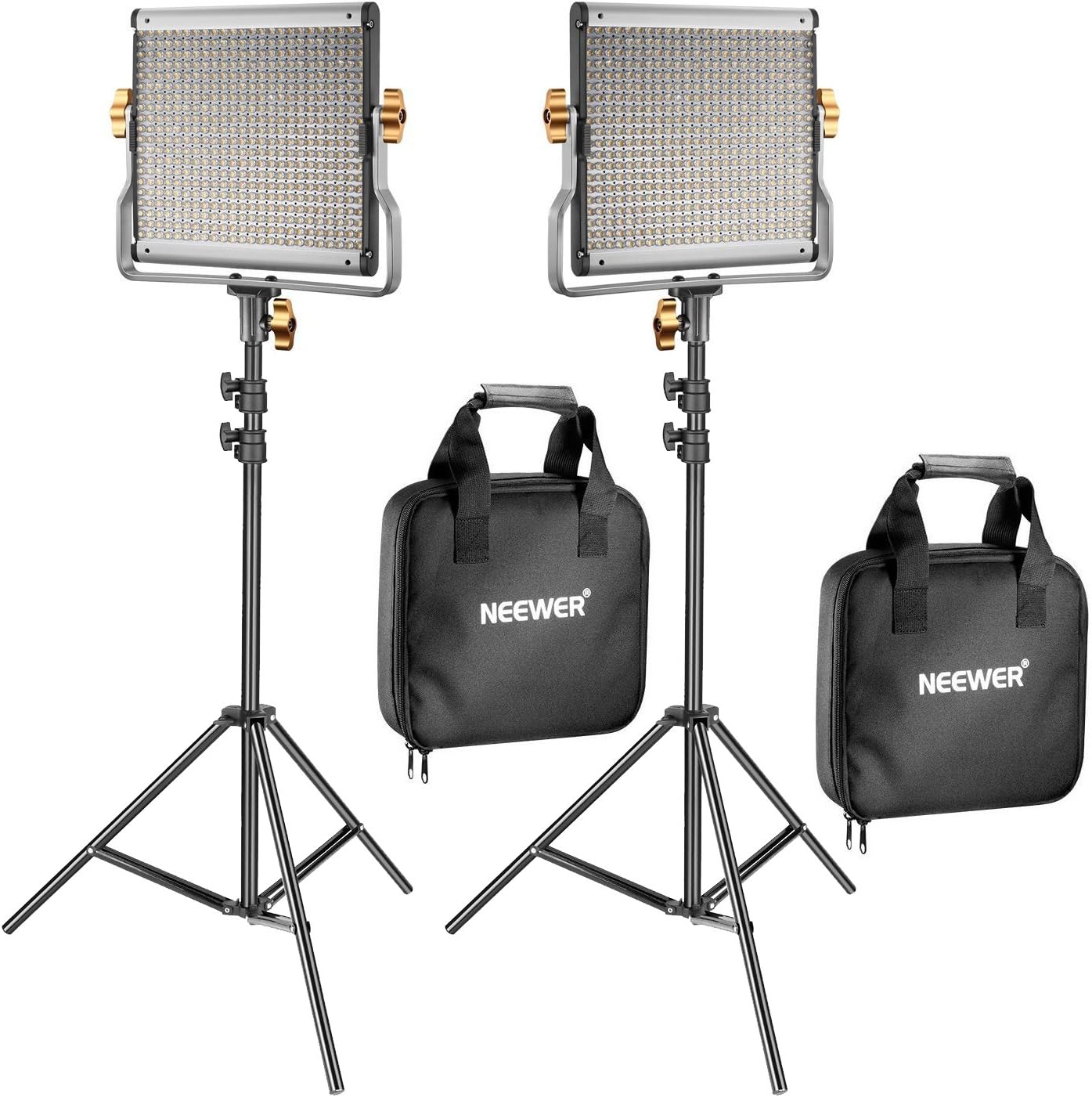 NEEWER 2 Pack Dimmable Bi-color 480 LED Video Light and Stand Lighting Kit Includes: 3200-5600K CRI 96+ LED Panel with U Bracket, 74.8 inches Light Stand for YouTube Studio Photography Video Shooting-0