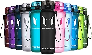 Super Sparrow Sports Water Bottle - 350ml & 500ml & 750ml & 1000ml - Non-Toxic BPA Free & Eco-Friendly Tritan Co-Polyester Plastic - For Running, Gym, Yoga, Outdoors and Camping