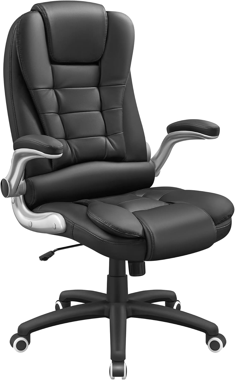 SONGMICS Office Swivel Chair with 76 cm High Back Large Seat and Flip-Up Armrest Computer Desk Executive Chair PU OBG51BUK-0