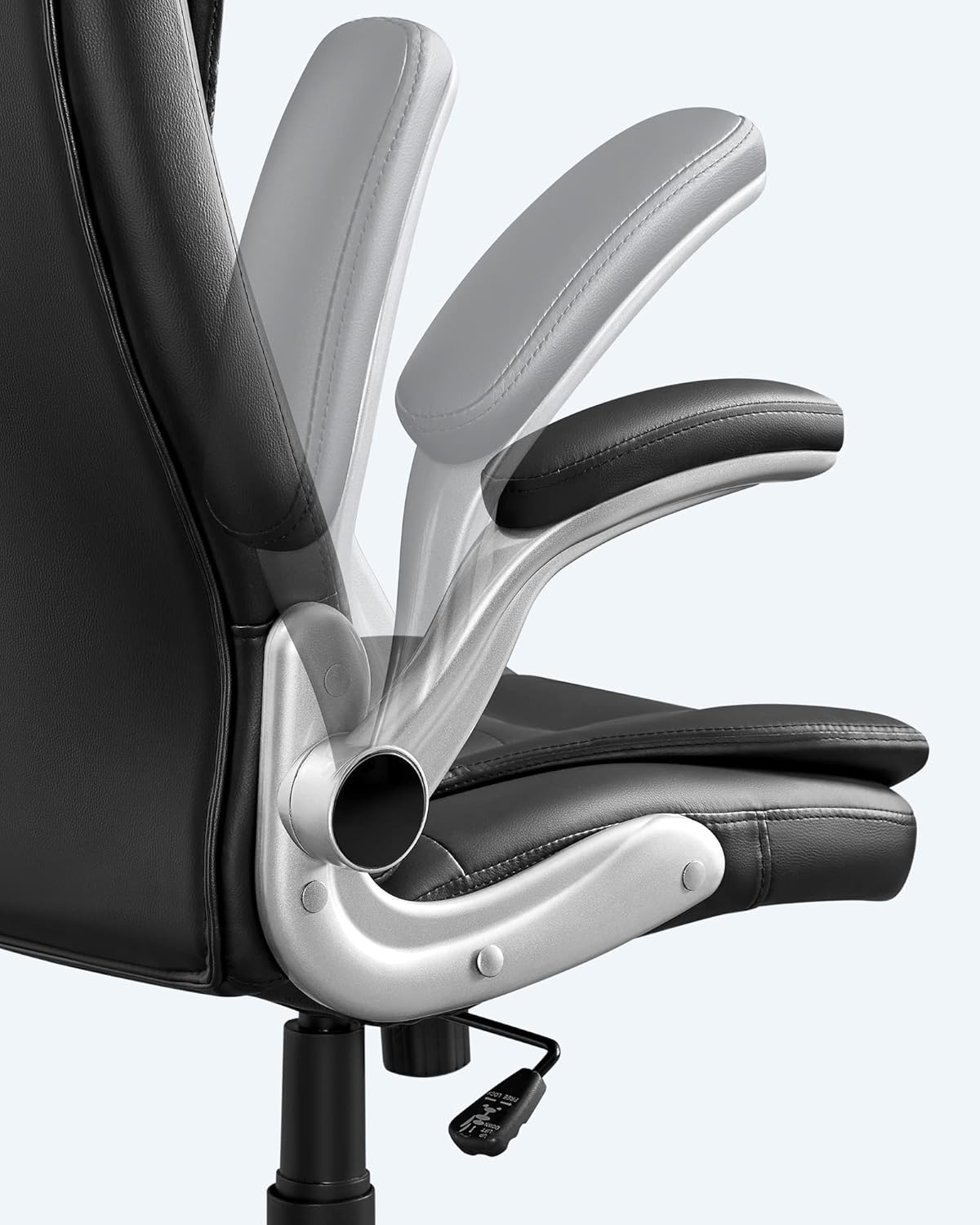 SONGMICS Office Swivel Chair with 76 cm High Back Large Seat and Flip-Up Armrest Computer Desk Executive Chair PU OBG51BUK-7