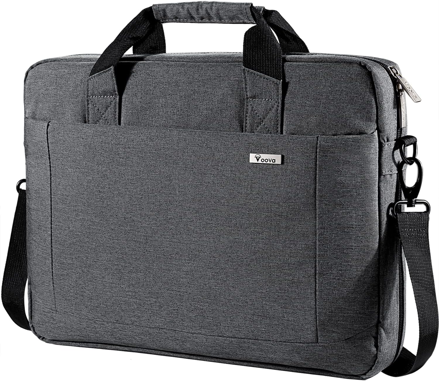 Voova Laptop Bag Case 14 15 15.6 Inch, Computer Sleeve Messenger Bag with Shoulder Strap Expandable Waterproof Business Briefcase for Men Women to Work Travel School, Fit 14-16 Inch Laptop-Grey-0