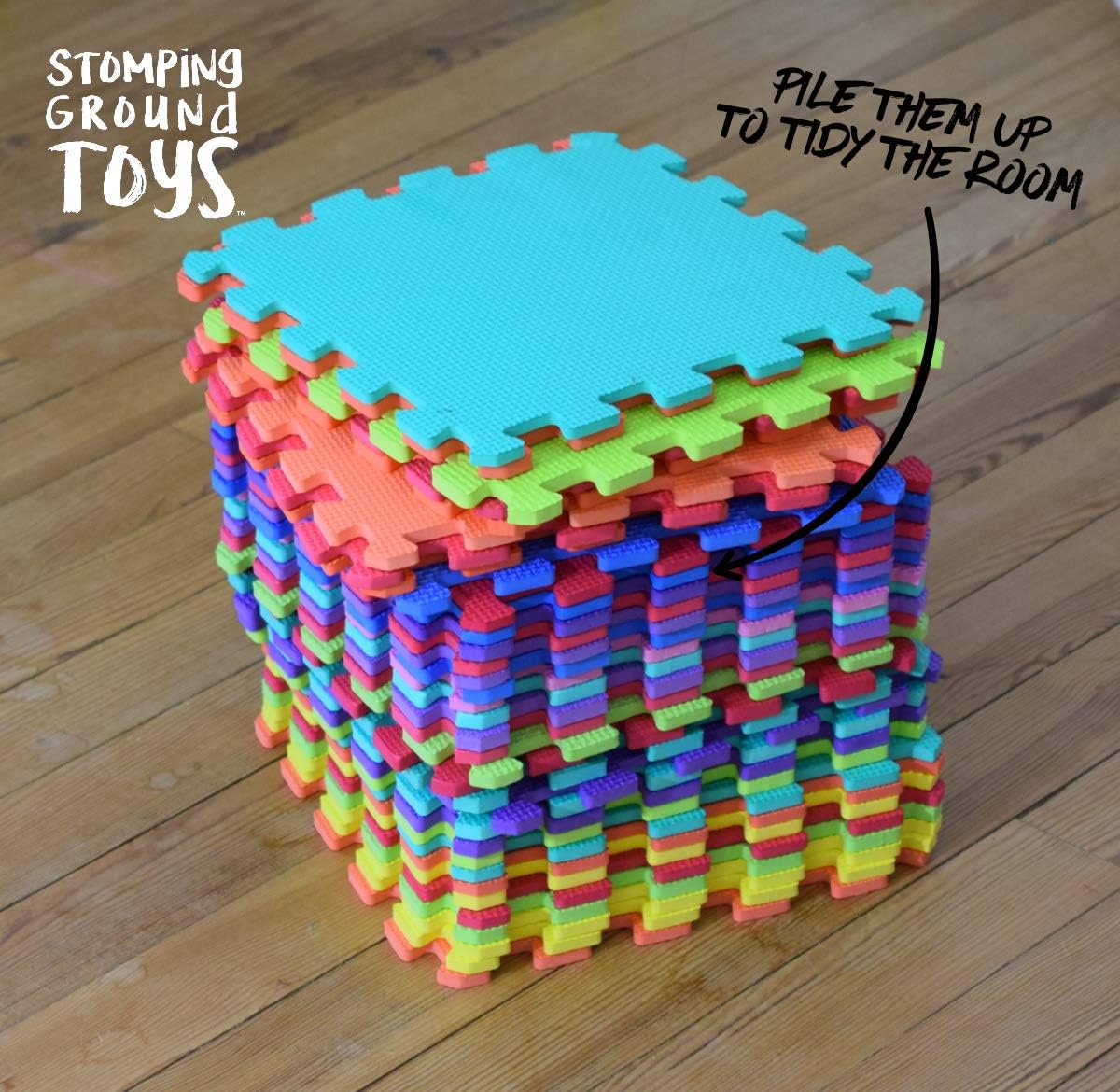 Soft Foam Play Mat Tiles for Baby and Children by Stomping Ground Toys - 20pcs Pack - Multicoloured - Extra Thick & Anti Slip Mat-1