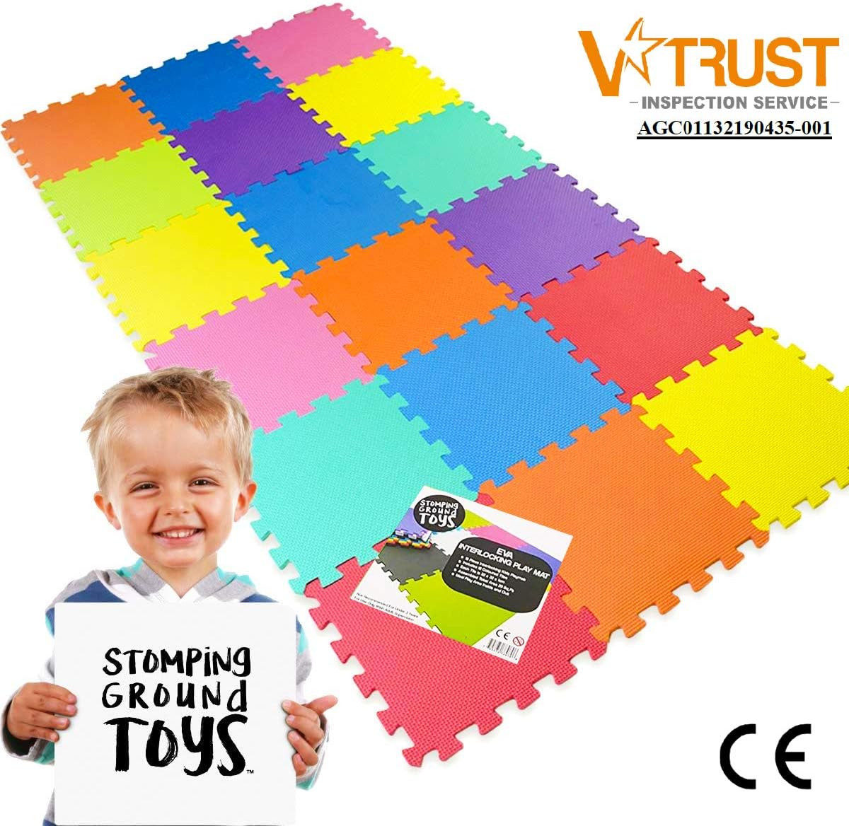 Soft Foam Play Mat Tiles for Baby and Children by Stomping Ground Toys - 20pcs Pack - Multicoloured - Extra Thick & Anti Slip Mat-3