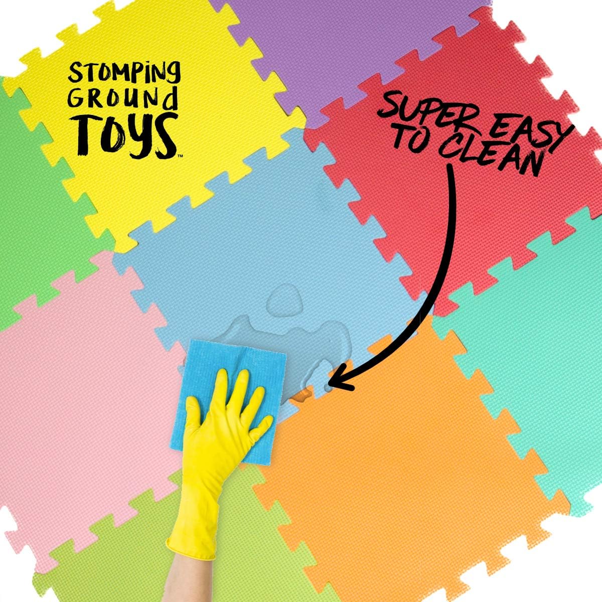 Soft Foam Play Mat Tiles for Baby and Children by Stomping Ground Toys - 20pcs Pack - Multicoloured - Extra Thick & Anti Slip Mat-5