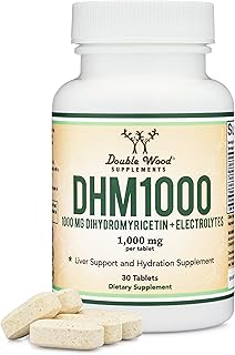 DHM1000 Dihydromyricetin (DHM) Tablets - Most Powerful DHM Supplement on The Market - 1,000mg (30 Count) Enhanced with Electrolytes for Hydration and Liver Support by Double Wood