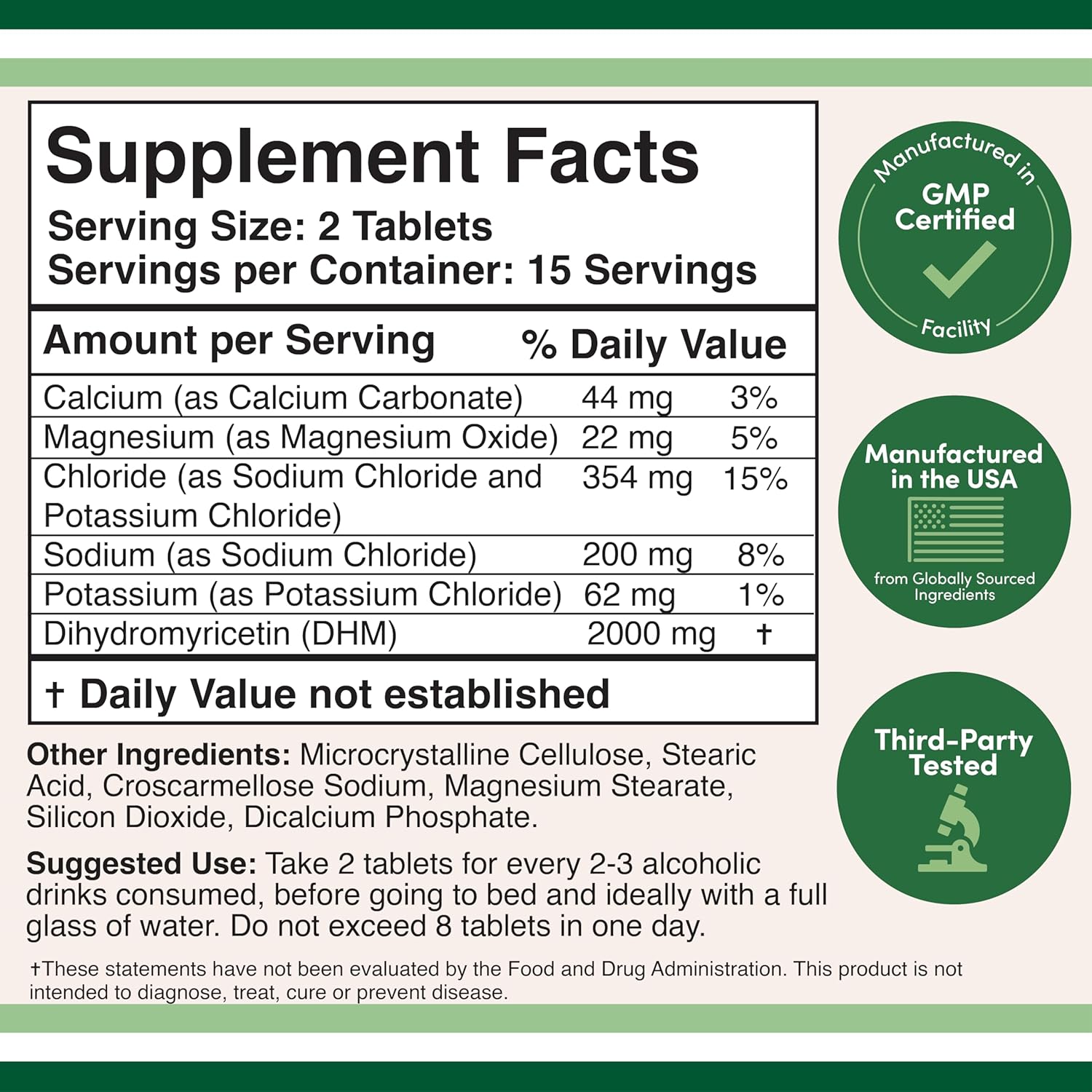 DHM1000 Dihydromyricetin (DHM) Tablets - Most Powerful DHM Supplement on The Market - 1,000mg (30 Count) Enhanced with Electrolytes for Hydration and Liver Support by Double Wood-1