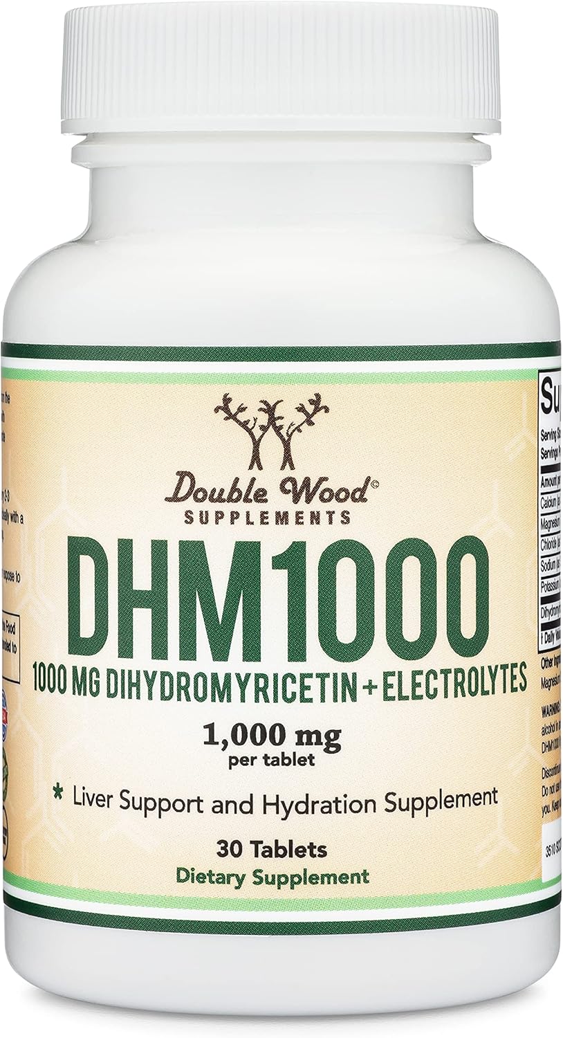 DHM1000 Dihydromyricetin (DHM) Tablets - Most Powerful DHM Supplement on The Market - 1,000mg (30 Count) Enhanced with Electrolytes for Hydration and Liver Support by Double Wood-4