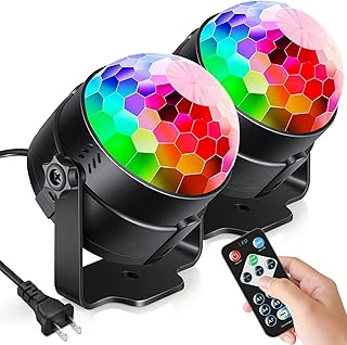 [2-Pack] Sound Activated Party Lights with Remote Control Dj Lighting, RBG Disco Ball Light, Strobe Lamp 7 Modes Stage Par Light for Home Room Dance Parties Bar Karaoke Xmas Wedding Show Club