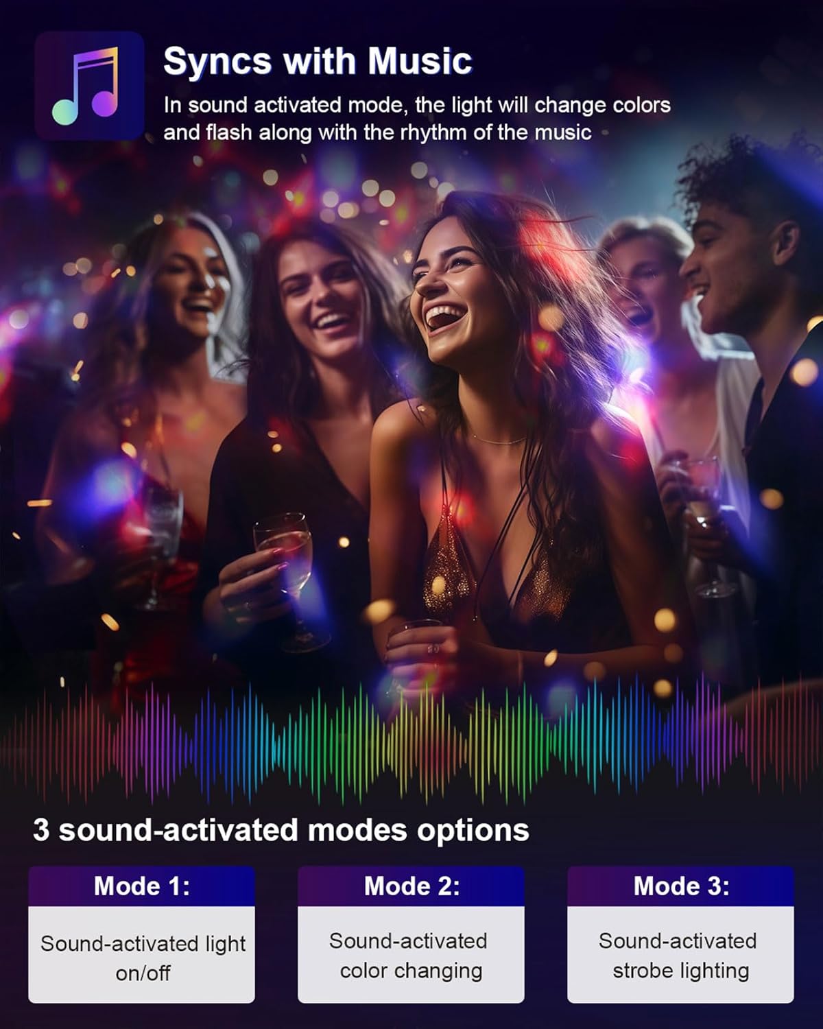 [2-Pack] Sound Activated Party Lights with Remote Control Dj Lighting, RBG Disco Ball Light, Strobe Lamp 7 Modes Stage Par Light for Home Room Dance Parties Bar Karaoke Xmas Wedding Show Club-7