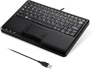 perixx PERIBOARD-510H Plus, Wired Super Mini USB Touchpad Keyboard, X Type Scissor Keys with 2 Built-In Hubs, UK Layout