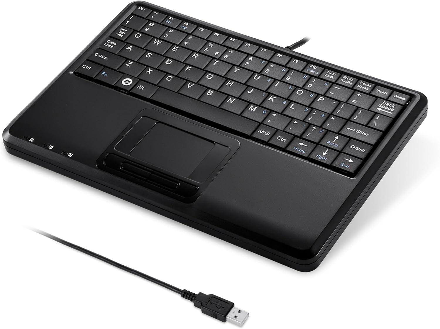 perixx PERIBOARD-510H Plus, Wired Super Mini USB Touchpad Keyboard, X Type Scissor Keys with 2 Built-In Hubs, UK Layout-0