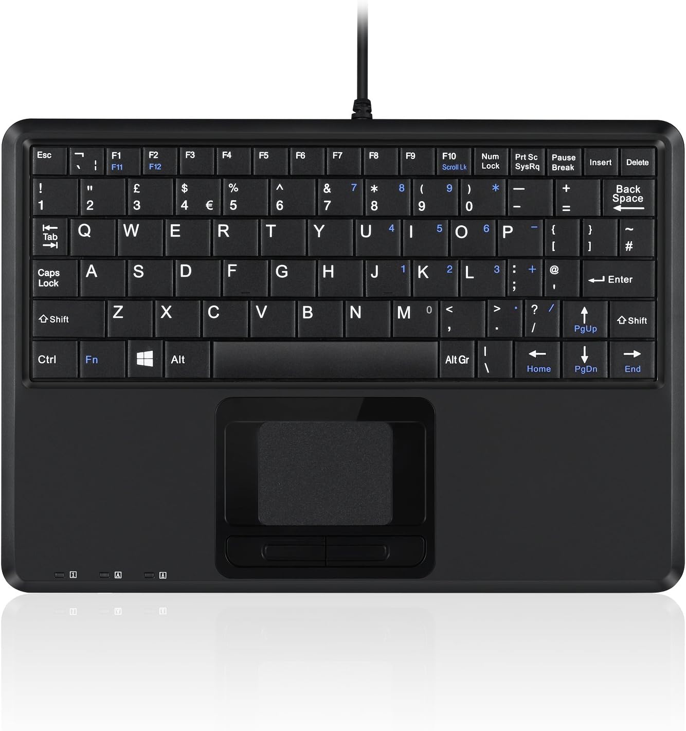 perixx PERIBOARD-510H Plus, Wired Super Mini USB Touchpad Keyboard, X Type Scissor Keys with 2 Built-In Hubs, UK Layout-5