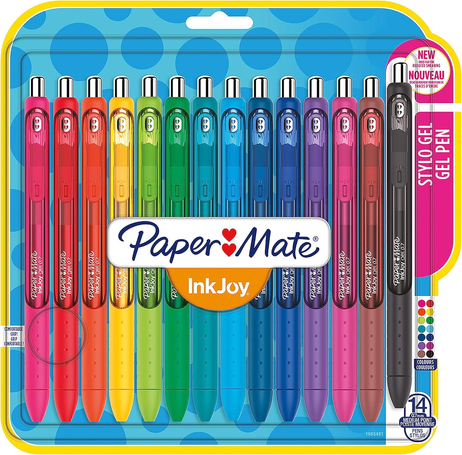 Paper Mate InkJoy Gel Pens | Medium Point (0.7mm) | Assorted Colours | 14 Count-0