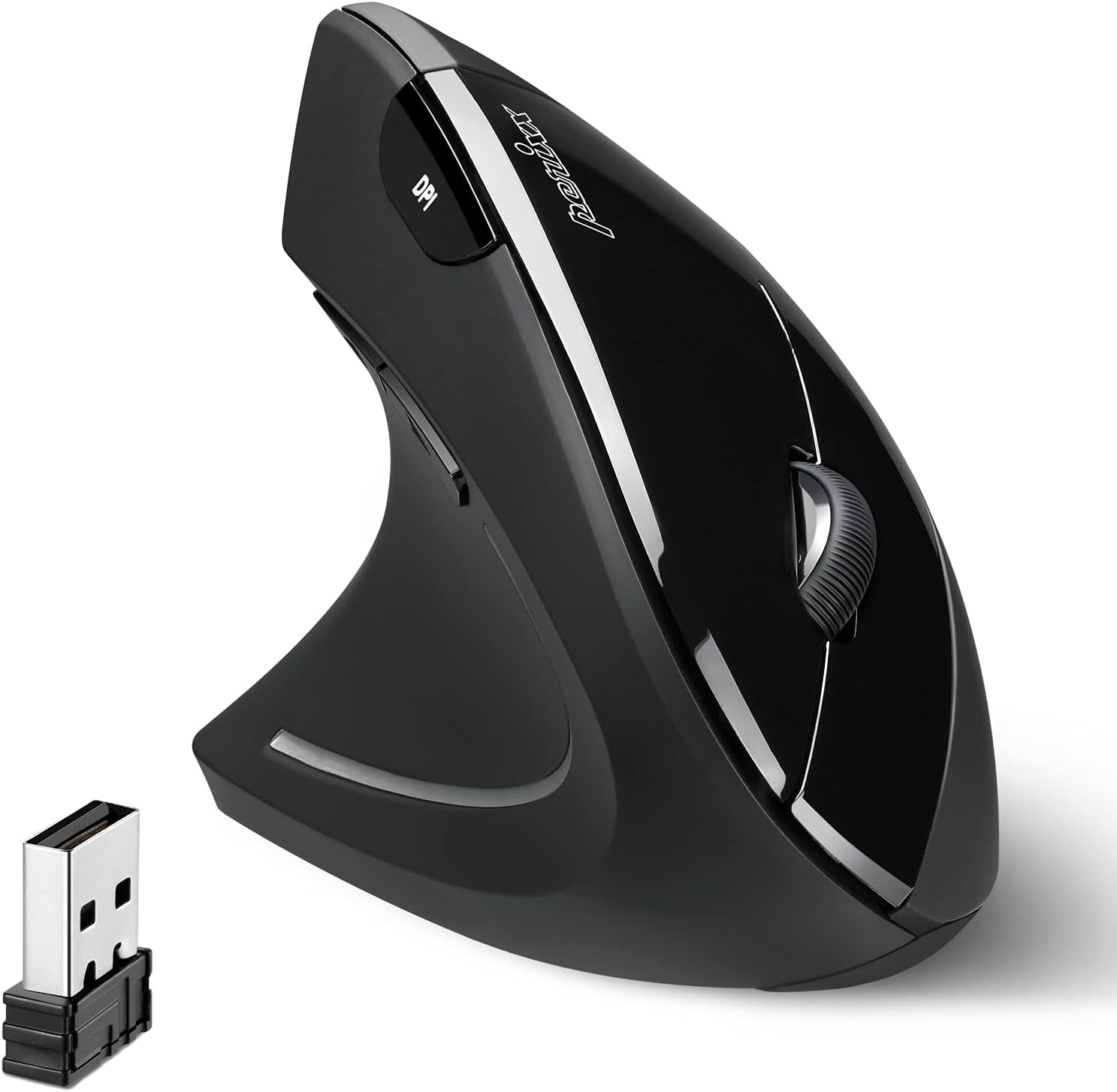 perixx PERIMICE-713L, Left Handed Wireless Vertical Mouse, 6 Buttons Design, 3 Level DPI, Power Switch-0