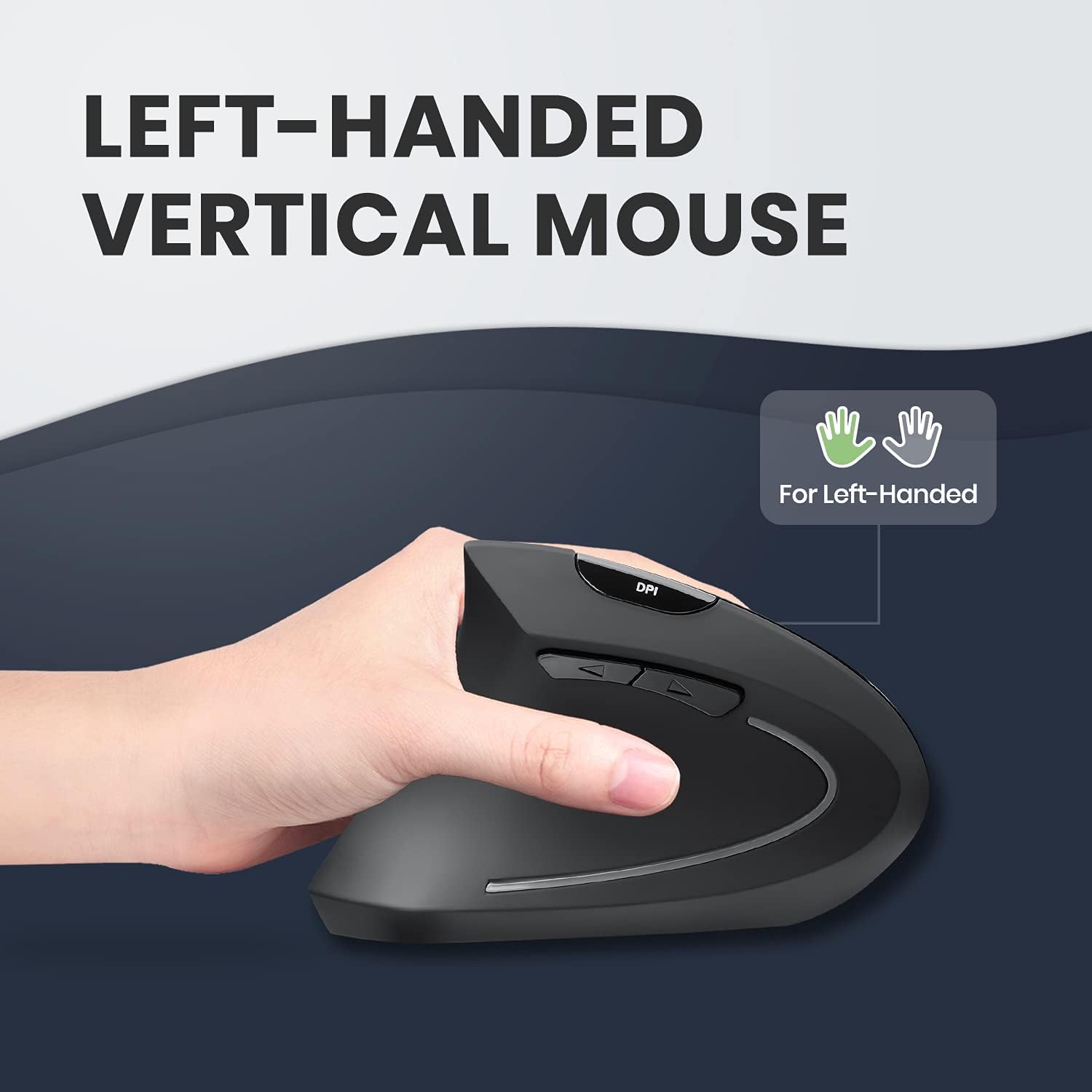 perixx PERIMICE-713L, Left Handed Wireless Vertical Mouse, 6 Buttons Design, 3 Level DPI, Power Switch-1