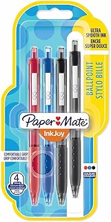 Paper Mate Inkjoy Retractable Ballpoint Pens. Asst Colours. Pack of 4.