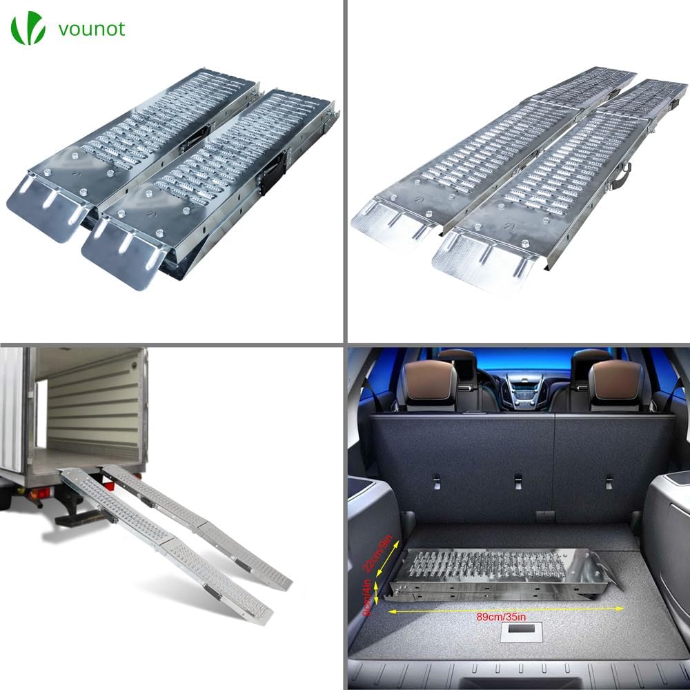 VOUNOT Folding ramp | Loading ramps 400 kg max | Folding ramp for Moto and access ramp | Resistant and convenient | Size 160 x 22.5x 4.5cm-1