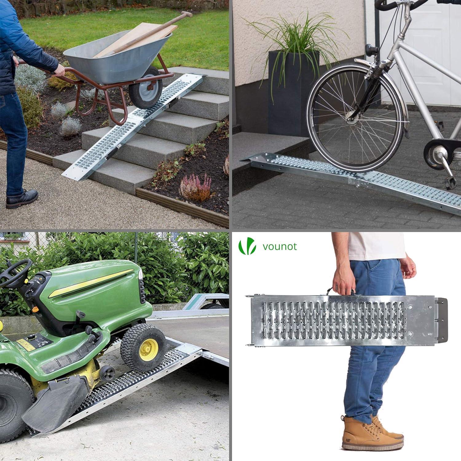 VOUNOT Folding ramp | Loading ramps 400 kg max | Folding ramp for Moto and access ramp | Resistant and convenient | Size 160 x 22.5x 4.5cm-3