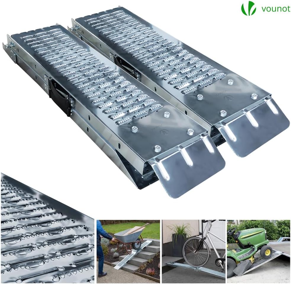 VOUNOT Folding ramp | Loading ramps 400 kg max | Folding ramp for Moto and access ramp | Resistant and convenient | Size 160 x 22.5x 4.5cm-5