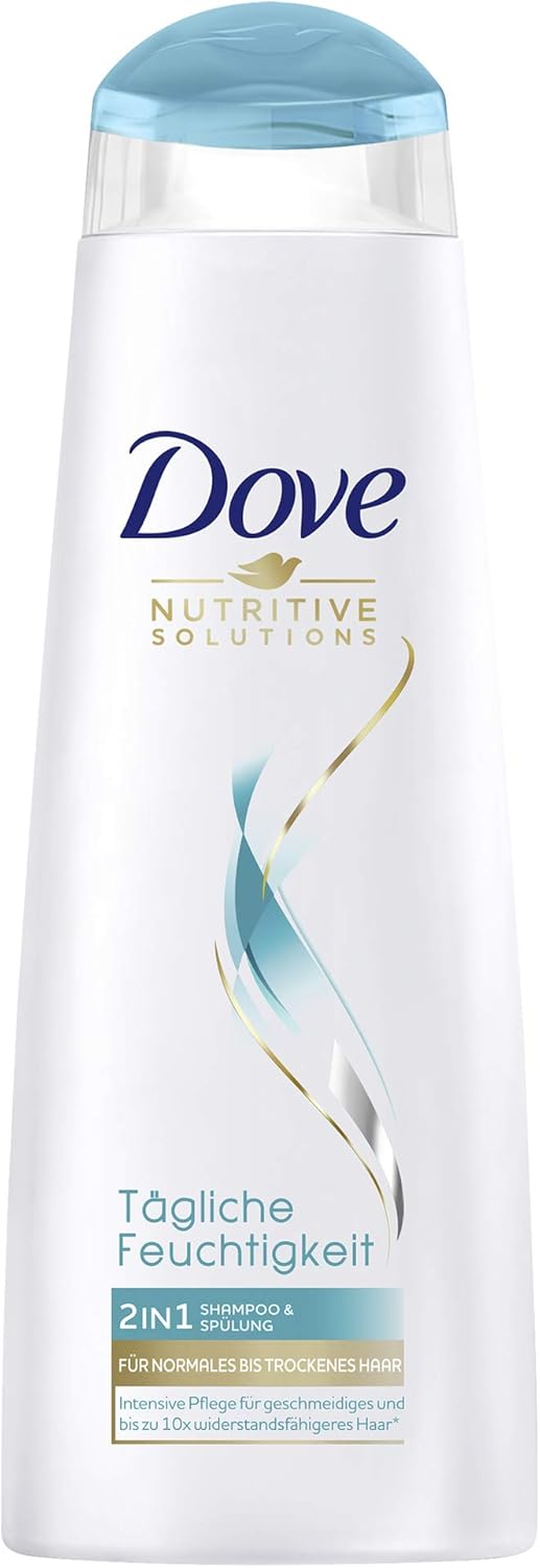 Dove Nutritive Solutions 2-in-1 Shampoo and Conditioner for Normal to Dry Hair, Daily Moisturising Shampoo and Conditioner, 250 ml, Pack of 1-2