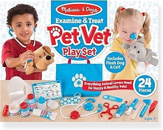 Melissa & Doug Pet Vet Set for Kids Toys, Pretend Play Vet Kit for Kids Vet Toys, Dog & Cat Plush Stuffed Animal Toys for 3 Year Old Girls Gifts, Role Play Toys for 3+ Year Old Girls or Boys 3-6