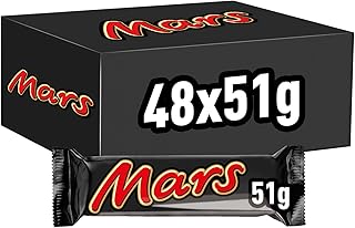 Mars Chocolate Bars, with Caramel, Nougat and Milk Chocolate Bulk Box, 48 Packs of 51g