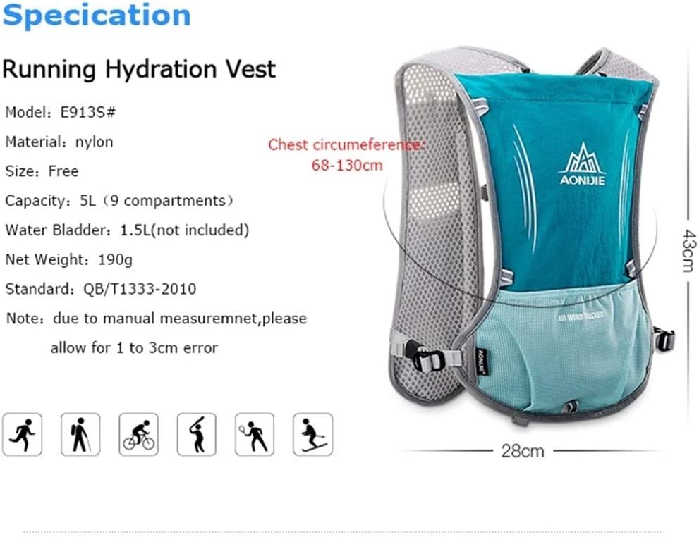 AONIJIE 5L Outdoor Sport Multifunctional Camping Backpack Cycling Running Climbing Hiking Hydration Vest Pack with 500ml Soft Flask-6