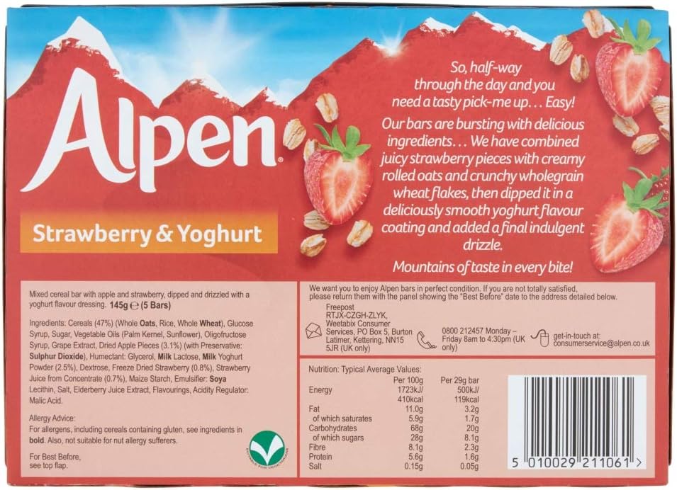 Alpen Strawberry and Yoghurt 5 Cereal Bars (Pack of 10, total of 50 bars)-9