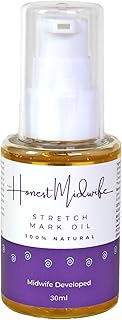 The Honest Midwife Stretch Mark Oil • 30ml • Nourish Your Skin + Prevent Stretchmarks • Reduce Itchy Feeling as Your Bump Growth • 100% Natural • Vegan • Cruelty-Free • Apricot & Jojoba Oil + Vit E