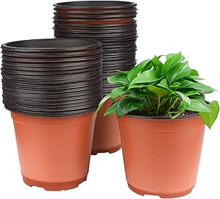 KINGLAKE 50Pcs Plastic Plant Pots 15 cm Nursery Seedlings Pots Seed Starting Pots Flower Plant Container