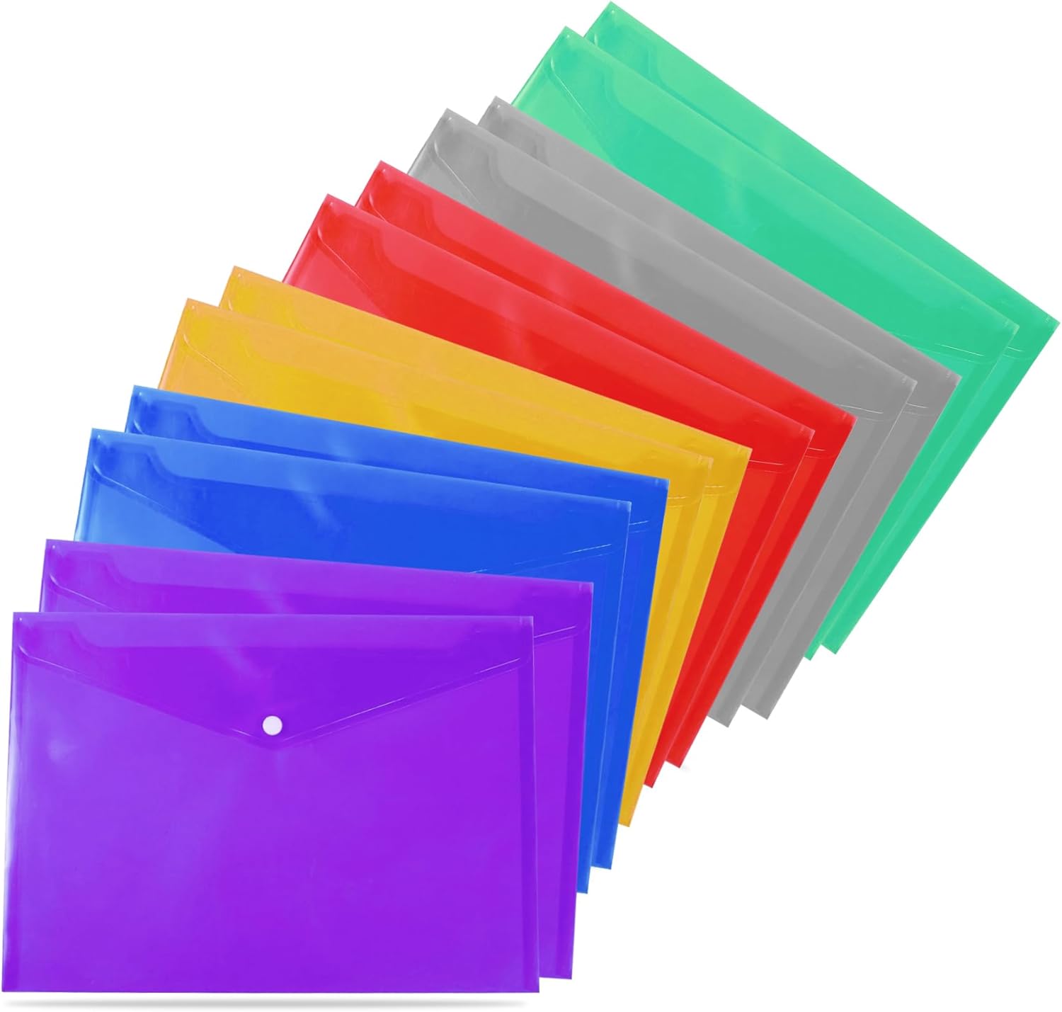 12 File Folders A4 Document Wallets Folder for Documents Papers & Notes Transparent Colors-0