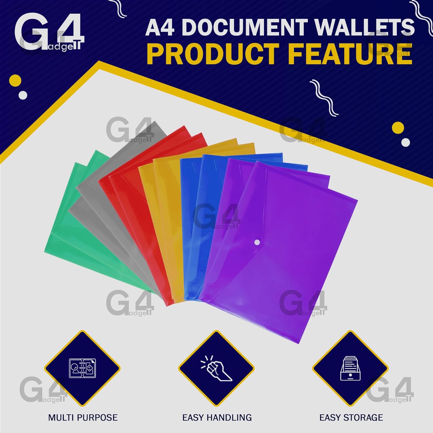 12 File Folders A4 Document Wallets Folder for Documents Papers & Notes Transparent Colors-2