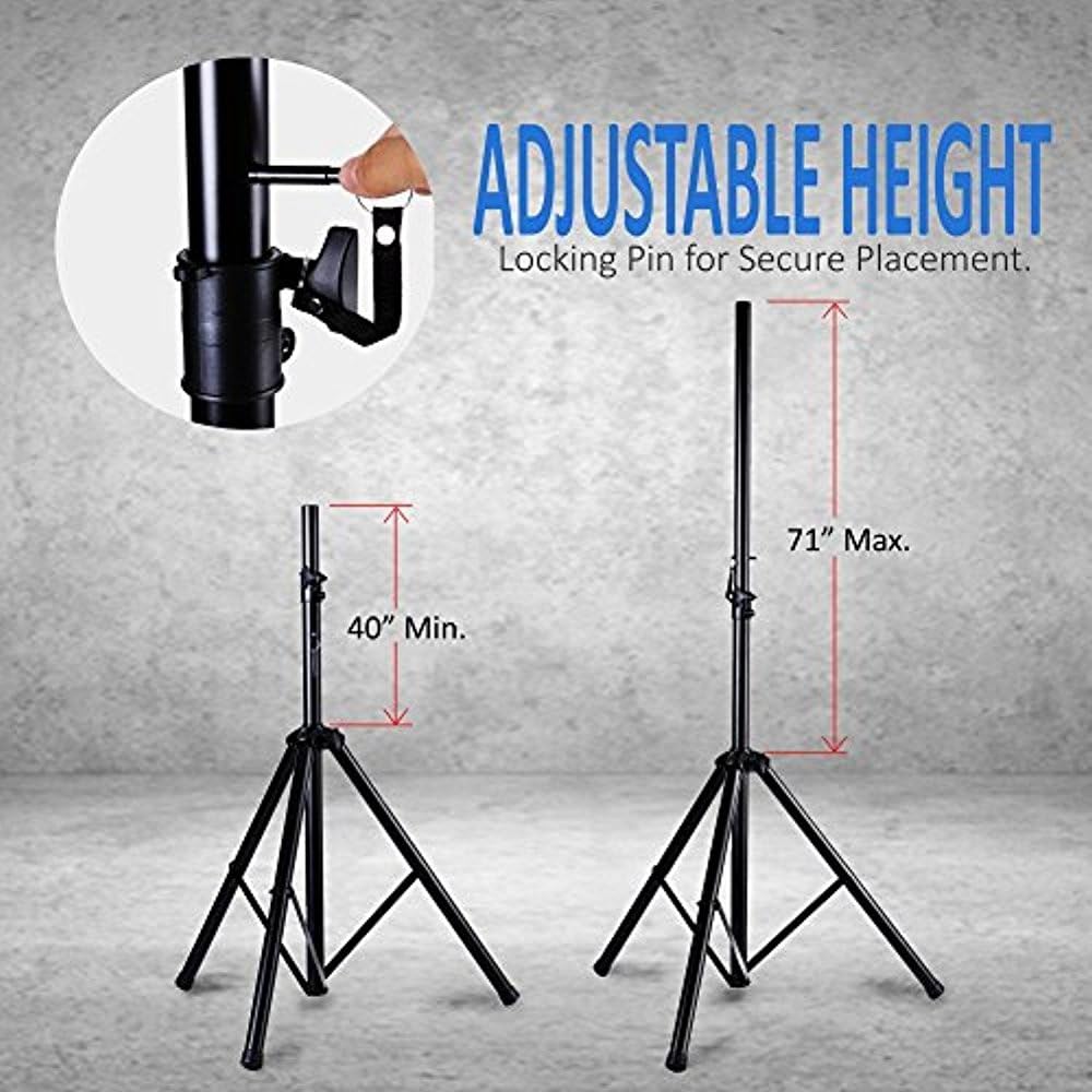 Pyle, 2 Speaker Stand Floor Pair – Dual Universal Pa Dj Floor Tripod Stands, Adjustable Height – Heavy Duty & Lightweight, Portable w/Case, Stable-2