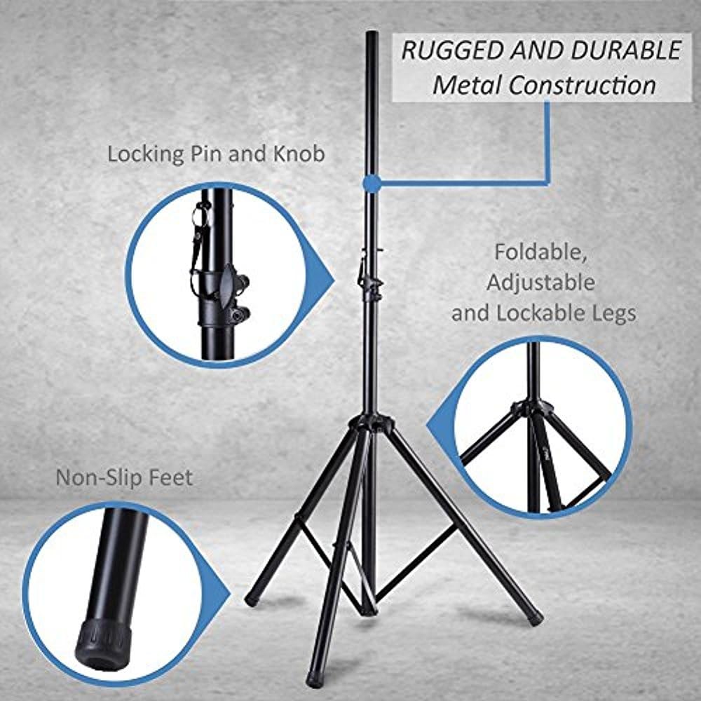 Pyle, 2 Speaker Stand Floor Pair – Dual Universal Pa Dj Floor Tripod Stands, Adjustable Height – Heavy Duty & Lightweight, Portable w/Case, Stable-3