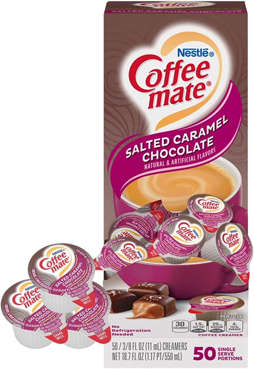 Coffee-Mate Liquid Coffee Creamer, Salted Caramel Chocolate, 0.375 oz Mini Cups, 50/Box NES STCRMCRMR by Coffee-mate-3