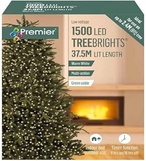 Premier Decorations - 1500 Multi Action TreeBrights LED Lights with Timer - Warm White, JNS_447239